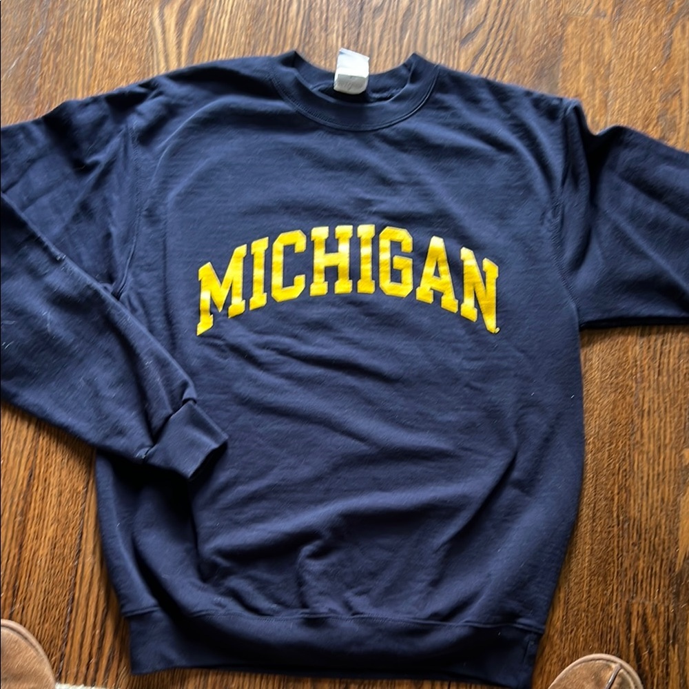 MICHIGAN unisex Champion Blue and Yellow Crewneck Sweatshirt